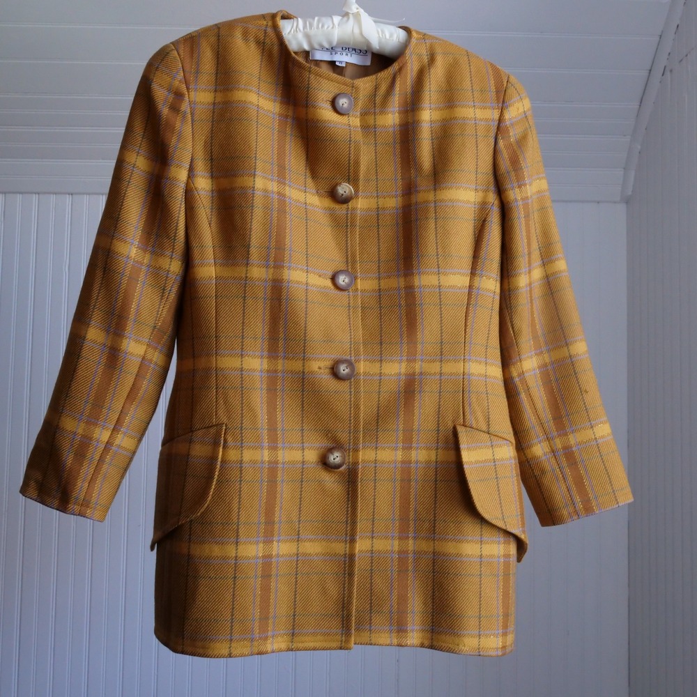 Vintage 80s Bill Blass Sport chic tailored plaid blazer - Picture 8 of 8